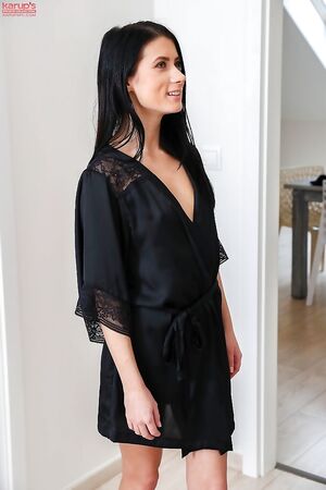 Elegant brunette lady Nicole Black loves fucking her sleepy guy