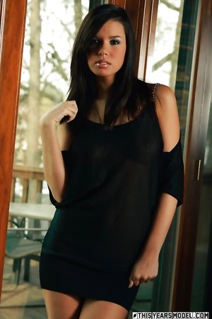 Stunning topless girl Destiny Moody with a skinny body plays a hot solo