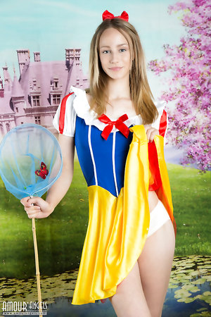Cute teen Florina V dresses up as a dirty Snow White