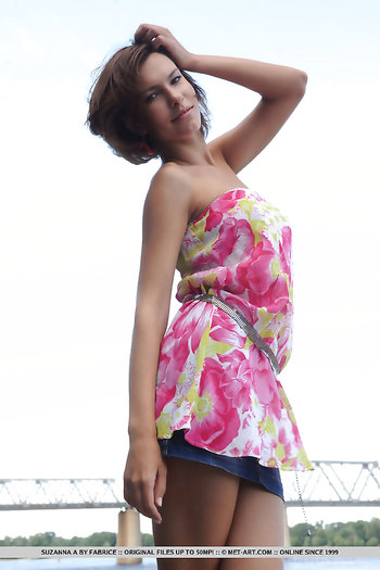 Suzanna A Voluptuously Poses Outdoors As She Unwraps Her Sexy Dress