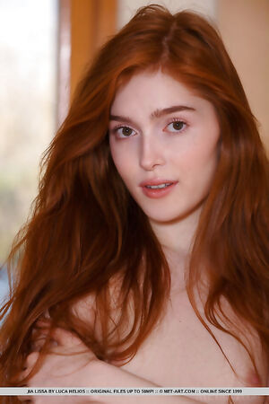 Cute redhead in belted bodysuit Jia Lissa showing ginger cunt